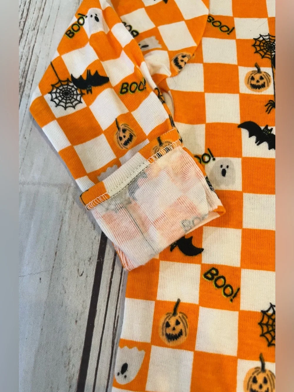 Halloween Checked Footed Pajamas Romper Boy's 3-6 Months Old Navy Fall Wear